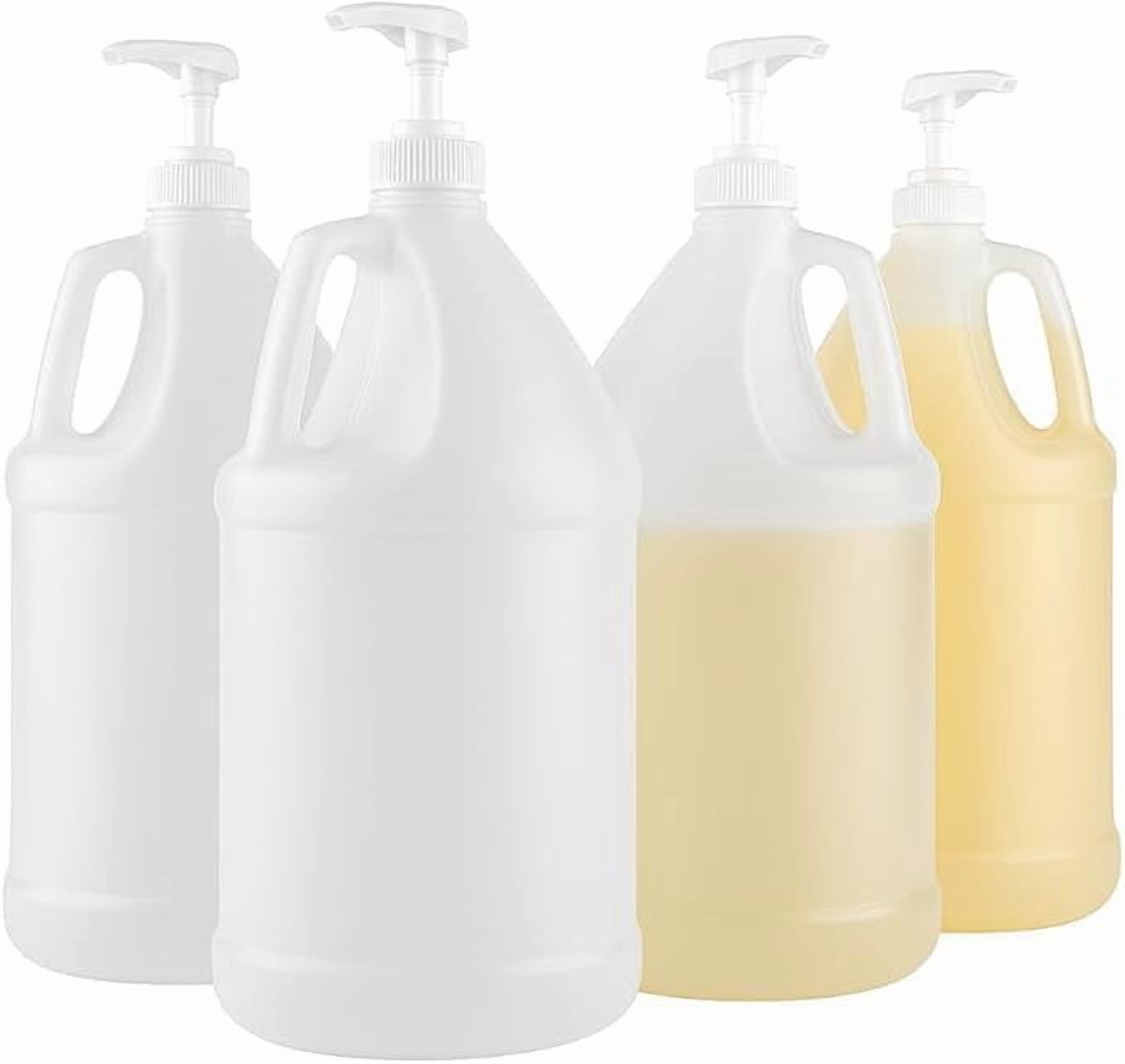 1-Gallon Plastic Jug with Pump Dispenser - All Purpose Use, Laundry Detergent, Liquid Soap, Snow Cone Syrup, Batter (Pack of 4)