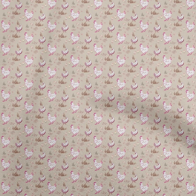 oneOone Silk Tabby Beige Fabric Birds Rooster Sewing Craft Projects Fabric Prints By Yard 42 Inch Wide