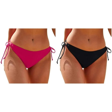 (2-Pack) 2025 New Women Plus Size High Waist Bikini Bottoms Swim Underwire Swim Tops Briefs Beach Shorts Ruched Bottom High Cut Swim Bottom Full Coverage Swimsuit Bottom Sports Yoga Shorts