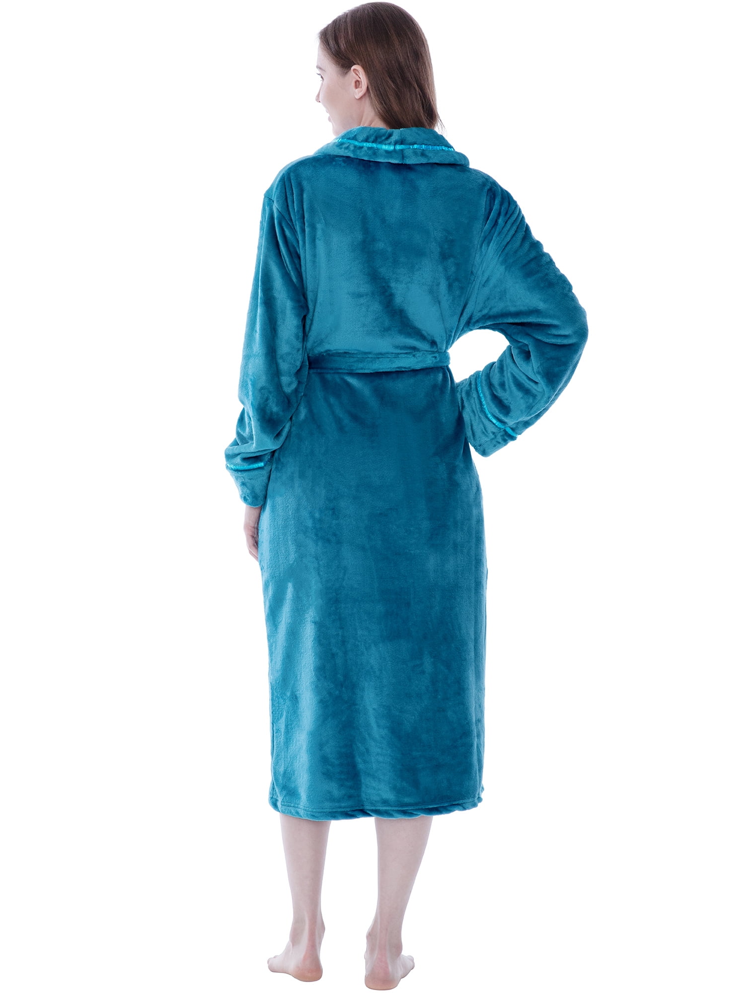 Machine Washable Lounge Robe Women's Plush Fleece Robe - Soft Shawl Collar Spa Bathrobe TowelSelections Plush Fleece Shawl Collar Spa Robe