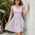 thumbnail image 3 of Textures Glitter Foil Confetti And Metal Rainbow Gradient Dress Summer Street Style Dresses Female Sleeveless Printed Sundress, 3 of 7