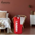 thumbnail image 6 of Caroeas 100L Laundry Basket,Large Laundry Hamper,Laundry Bag with Padded Handles, Clothes Hamper Stands Up Well, Collapsible Free Standing Easy Storage Washing Bin (Red), 6 of 7