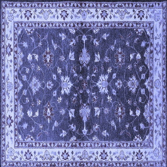 Ahgly Company Machine Washable Indoor Square Oriental Blue Industrial Area Rugs, 4' Square