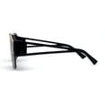 thumbnail image 4 of Mens Half Rim Flat Top Mobster Squared Shield Sunglasses All Black, 4 of 4