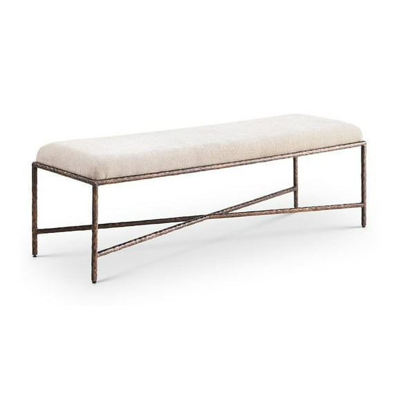 Meridian Furniture Valley Beige Chenille Fabric Bench