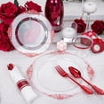 thumbnail image 4 of 350pcs Clear Red Plastic Plates - Elegant Disposable Dinnerware Set Suitable for 50 Guests Include 10.25" Dinner & 7.5" Dessert Plates, Pre Rolled Silverware Set, Cups for Party & Wedding, 4 of 8