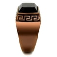 thumbnail image 4 of IP Coffee light Stainless Steel Ring with Synthetic Onyx in Jet for Women Jet Stone Color Style TK3014 Size 12, 4 of 4