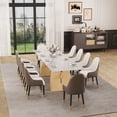 thumbnail image 4 of 11 - Piece 94.48 Inch Extendable Sintered Stone Dining Table with 10 Leather Chairs Dining Set, 4 of 12