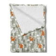 thumbnail image 2 of Fox Soft Flannel Fleece Throw Blanket, Orange Silhouettes in Winter Forest Hand Drawn Style Flowers and Herbs, Cozy Plush for Indoor and Outdoor Use, 70" x 90", Pale Grey Orange, by Ambesonne, 2 of 5