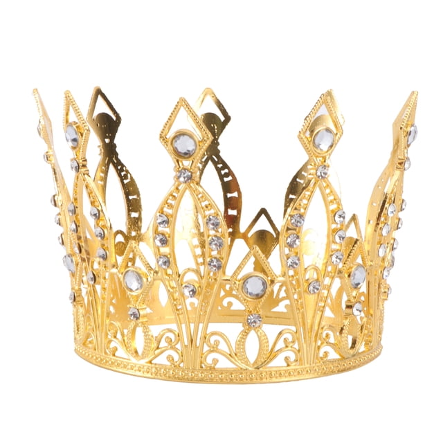 EeaseMX Corona de novia elegante con pedrería, tocado hueco para mujer para fiesta de bodas (estilo adulto dorado)