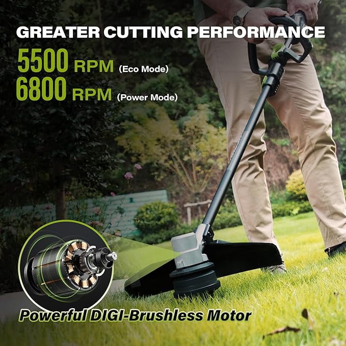 SUNTEK 40V 15-Inch Cordless String Trimmer with 4.0Ah Battery and Rapid Charger, IOT and APP Connection