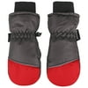 ANDORRA Boys Color Block Weather-Proof Thinsulate Snow Mittens, Long Snow Cuff,S,Black/Red