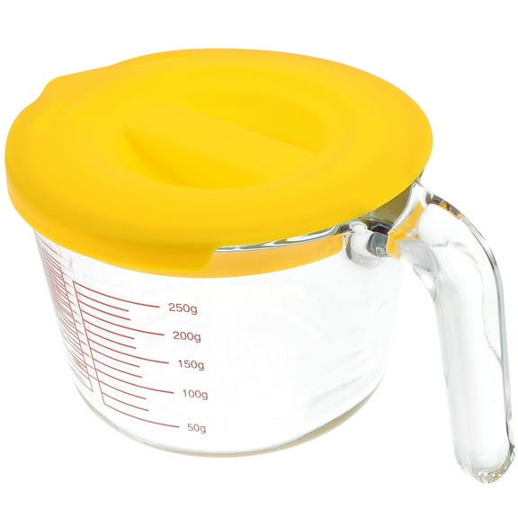 TABLZONE Glass Measuring Cup with Lid, Multi-Color, High-Grade Glass for Kitchen and Home Use