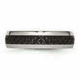 thumbnail image 3 of White Stainless Steel Ring Band Wedding Black Carbon Fiber, 3 of 6
