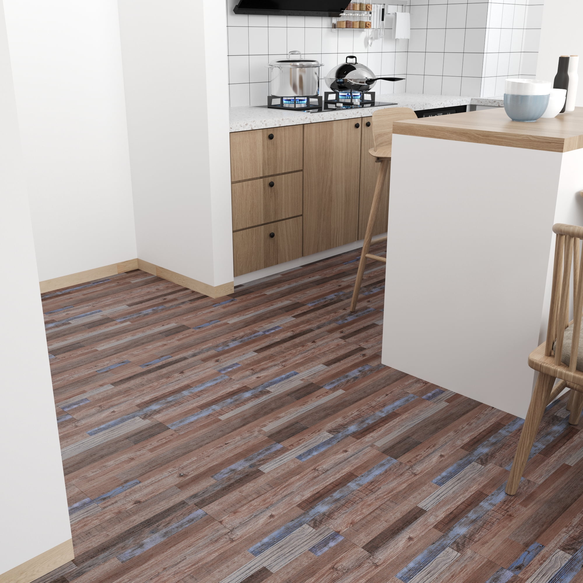 36-Pieces Aged Wood 12 MIL x 6 in. W x 36 in. Peel and Stick Vinyl Plank Flooring, Water Resistant PVC floor (54 sq.ft./Box)