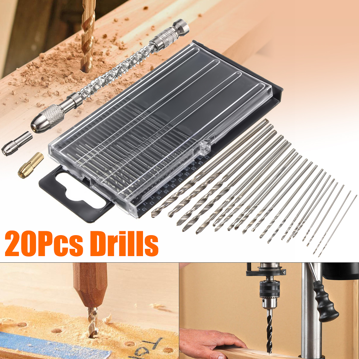21pc Mini Twist MicroDrill Bits Index 6180/0.31.6mm with Aluminum