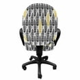 thumbnail image 3 of Feather Office Chair Slipcover, Hand Drawn Repeating Pattern Ornate Feathers Style, Protective Stretch Decorative Fabric Cover, Standard Size, Black White Mustard, by Ambesonne, 3 of 5