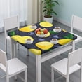 thumbnail image 3 of Yellow Lemon Blueberries DarkBlue Pattern Square Fitted Tablecloth with Elastic Edge,Square Table Cover,Washable Elastic Table Cover for Home Kitchen Party Decor 36"x36", 3 of 6