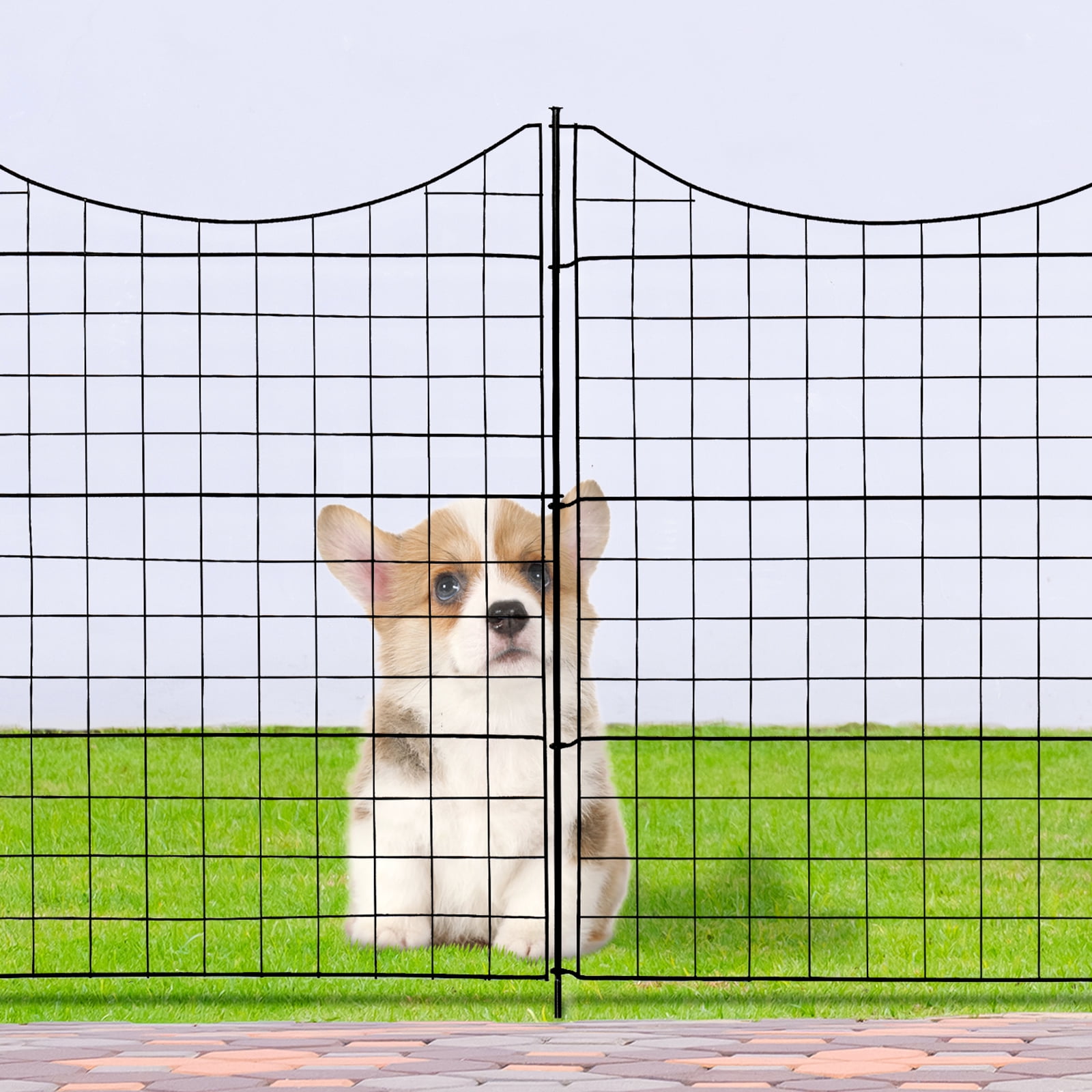 ZephyPaws 36"x39" 5-Panel Metal Garden Fence No Dig Decorative Animal Barrier, Rustproof Steel Landscape Border Fencing for Yard Lawn Patio Flower Bed Protection, Black