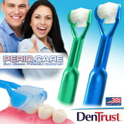 2-PK | DenTrust Periocare 3-SIDED Toothbrush | Clinically Proven to Prevent Gum Disease | Made in USA | Tongue Scraper Periodontal Gingivitis Bleeding Gums Soft Inflammation Interproximal Interdental