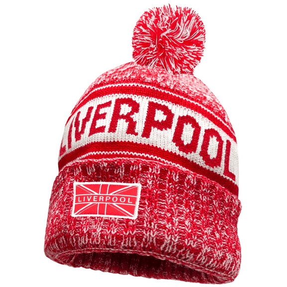 Just 4 Kicks Inc Liverpool Pom Pom Knit Beanie, Red