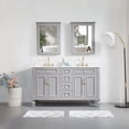 thumbnail image 3 of ANGELES HOME 60" Bathroom Vanity with Double Sinks, Solid Wood Bathroom Makeup Cabinet W/ 4 Doors and 4 Drawers, Bathroom Vanity Storage Organizer with Carrara White Quartz Countertop, Titainum Grey, 3 of 6