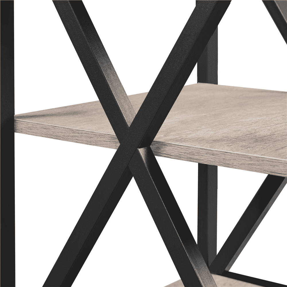 Alden Design 3 Tier x Frame Side Table for Living Room, Gray