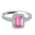 thumbnail image 2 of Aonejewelry 2.50 Ct. Ttw Diamond and Emerald Shaped Pink Topaz Ring in 10K White Gold, 2 of 4