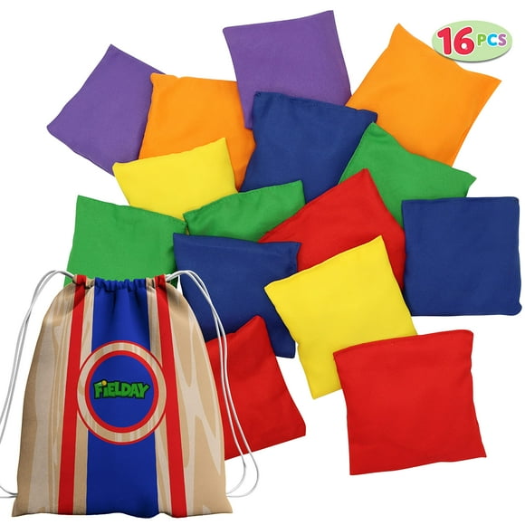 JOYIN 16 Cornhole Bean Bags for Tossing, Durable Nylon All-Weather Bean Bags, Includes 15 Bean Bags and a Carry Bag