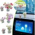thumbnail image 3 of Set of 6 Cute Mini Bunny and Peach Blossom in Flower Vase, Car Rearview Mirror Ornaments, Funny Dashboard Decorations, Car Interior Accessories for Women Gifts (B), 3 of 8