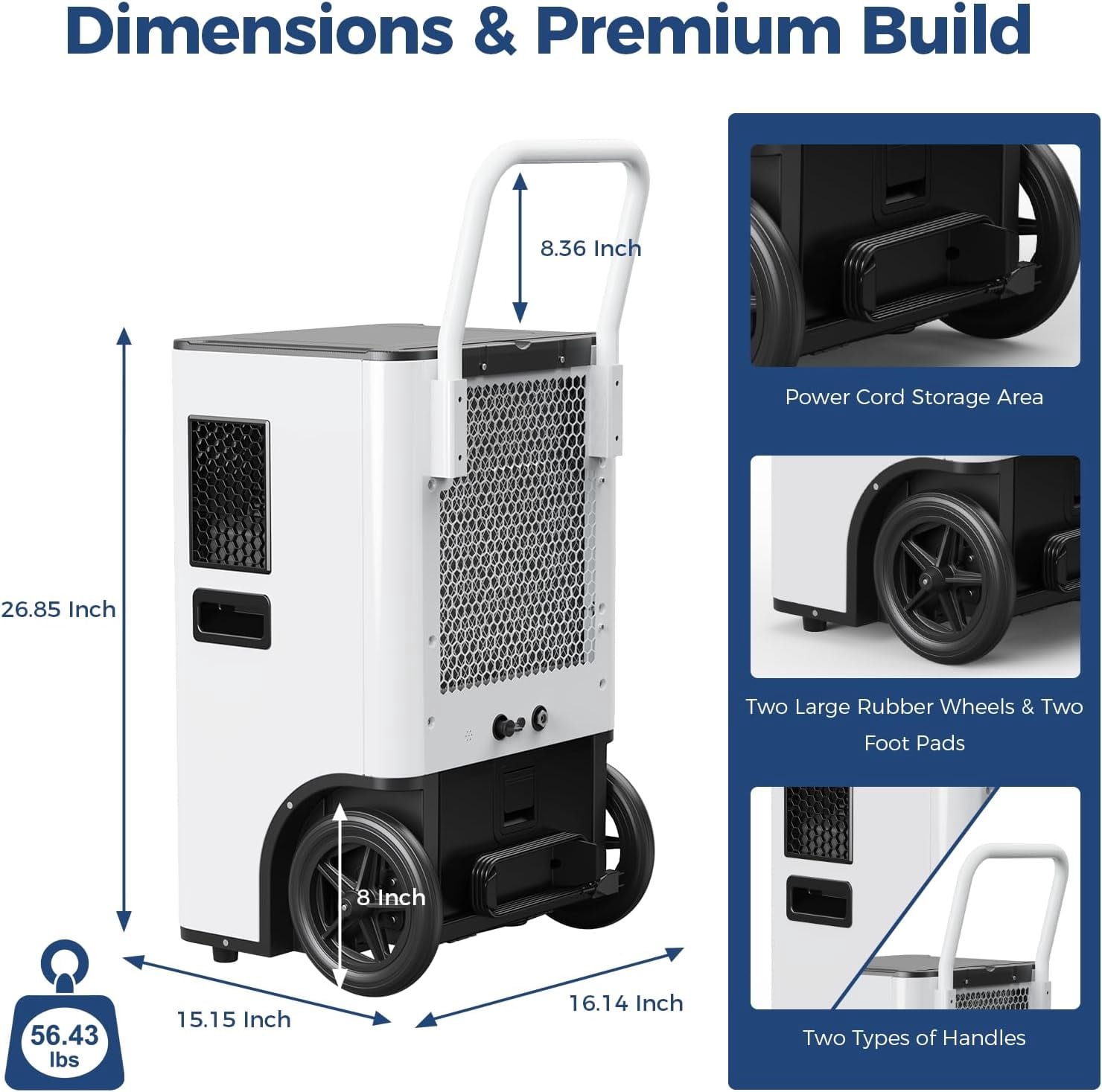 ALORAIR 110PPD Commercial Dehumidifier with Pump & Drain Hose, SLGR Tech Dehumidifiers for Large Room, Basement, Warehouse Water Damage Restoration, Industrial Space to 1,300 Sq.Ft, 5 Years Limited