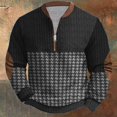 thumbnail image 2 of Aimik Whitecloths Life Clothing Men Quarter Zip Pullover Sweatshirt Winter Vintage Knit Print Zip-up Sweatshirt Tops-Black XXXL, 2 of 3