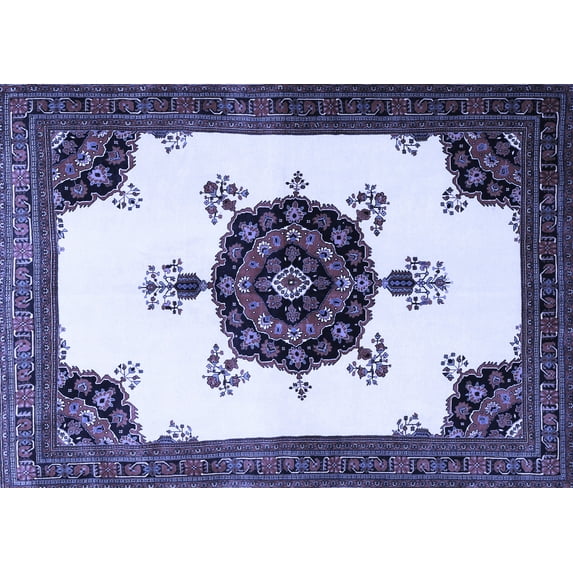 Ahgly Company Machine Washable Indoor Rectangle Medallion Blue Traditional Area Rugs, 7' x 9'