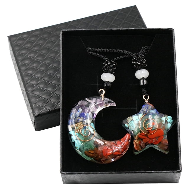 Beauty Gift Set Pink Crystal Hexagon Chakra Pendant Set with Colorful Gift Box