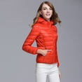 thumbnail image 3 of Ikevan Women Light Outerwear Solid Hooded Zippers Pocket Coat Down Jackets, 3 of 6