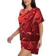 thumbnail image 2 of Haiem Floating Red Chili Peppers Pattern Pajama Set for Women 2 Piece Lounge Set Short Sleeve Tops and Shorts Soft Sleepwear-Large, 2 of 7