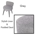 thumbnail image 4 of CintBllTer Grey Linen Chair with Back - Small - Soft Compact Round Padded Seat - Living Room, Bedroom, Chair – Ottoman Foot Stool - Black Metal Legs Upholstered Decorative Furniture Rest, 4 of 8