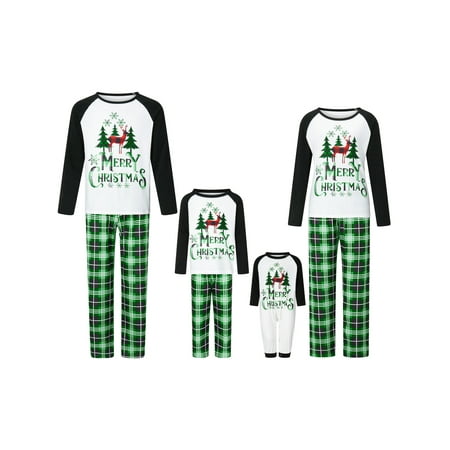 

Huakaishijie Matching Family Pajamas Sets Christmas PJ s Christmas Tree Print Long Sleeve Totem PJS Set
