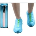 thumbnail image 2 of Waterproof Shoe Covers, Reusable Foldable Not-Slip Rain Shoe Covers with Zipper,Shoe Protectors Overshoes Rain Galoshes for Men and Women Blue S, 2 of 6
