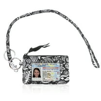 Zip ID Case with Lanyard - Badge ID Holder Wallet with Zipper - Cotton - Vintage Paisley