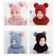 thumbnail image 3 of Gorro de invierno para niñas, cálido, lindo, gorro sin cordones con pompón, gorro de punto, gorro tipo bufanda, gorro de vellón, 3 of 3