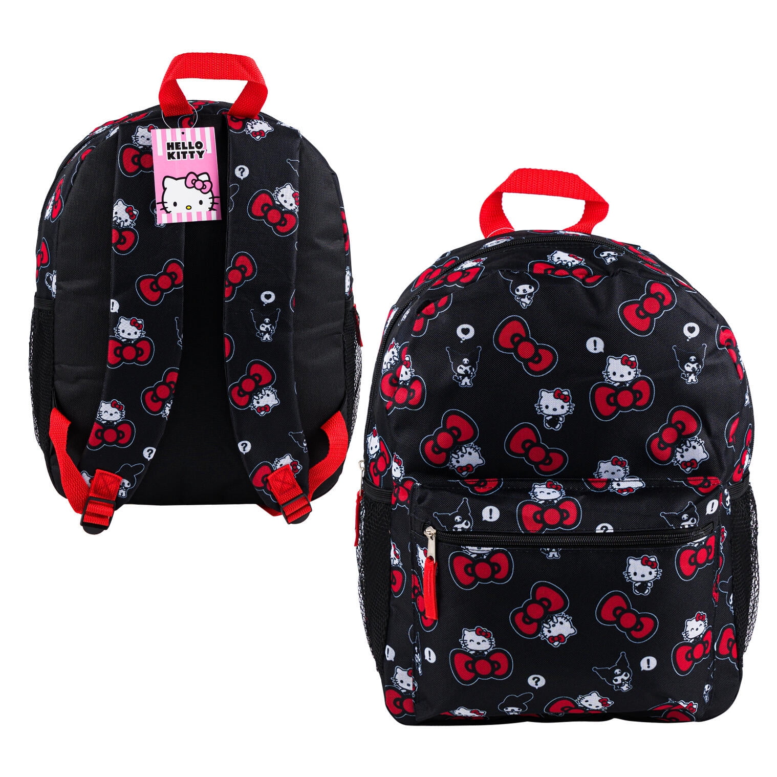 Hello Kitty Bow Allover Print Black Large 16 inches School Backpack