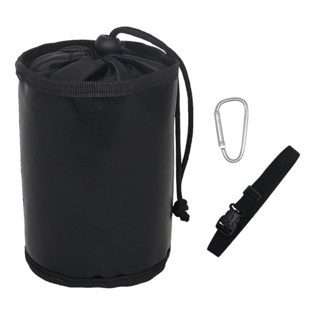 Mini cubo para herramientas, bolsa de cintura resistente al desgaste con mosquetón, 10 x 15 cm, portátil para técnicos de climatización, jardineros y negro