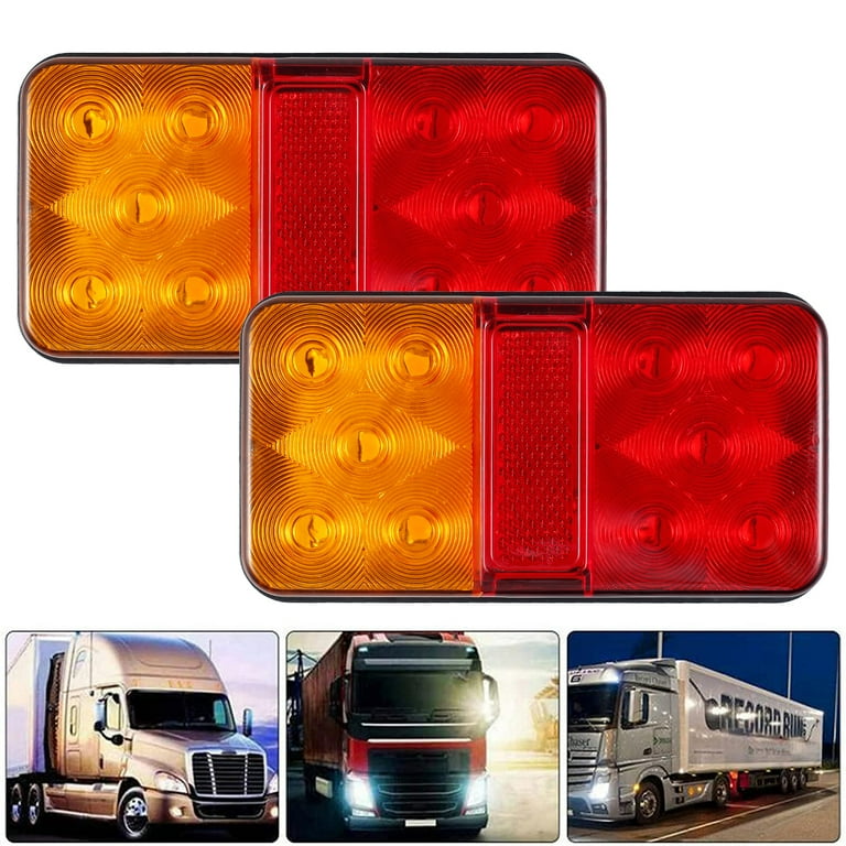 35 LED Red Teardrop Tail Lights With Chrome Bezel | Pack Of 2 Truck Trailer Stop Lights 12V