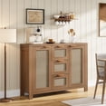 thumbnail image 2 of 51 Inch Boho Rattan Sideboard Buffet Cabinet, Farmhouse Storage Credenza with 3 Drawers, 2 Doors and Adjustable Shelves for Dining Room, 2 of 9