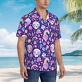 thumbnail image 2 of Cauagu Skull mushroom rainbow Print Hawaiian Shirt for Men,Casual Short Sleeve Button Down Shirts Summer Beach Men's Regular-Fit Short-Sleeve Print Shirt -X-Large, 2 of 6