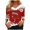 Red, variant on Women Christmas Outfit Women's Autumn Winter V Neck Long Sleeve T-Shirt with Festive Holiday Print Design for Casual Wear Blue 2XL