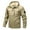 Khaki, variant on Dpytoraw Mens Hooded Outdoor Jacket Solid Color Long Sleeve Zipper Multi Pocket Male Autumn Jacket Retro Style
