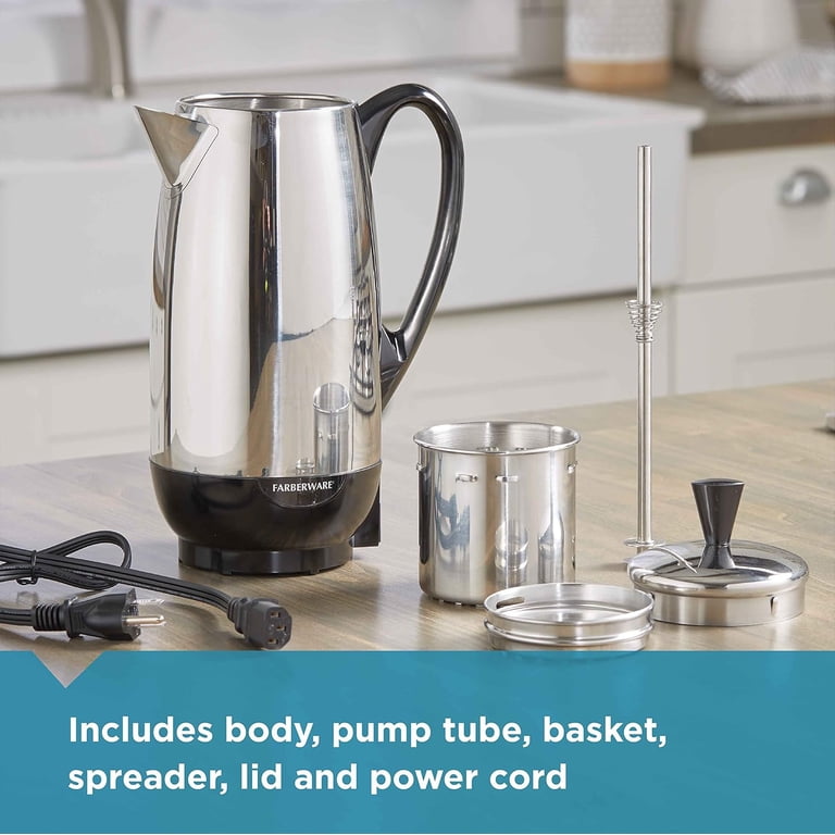 Farberware Electric Percolator, 4-12 Cup Stainless Steel Coffee Maker,  FCP412 - Walmart.com