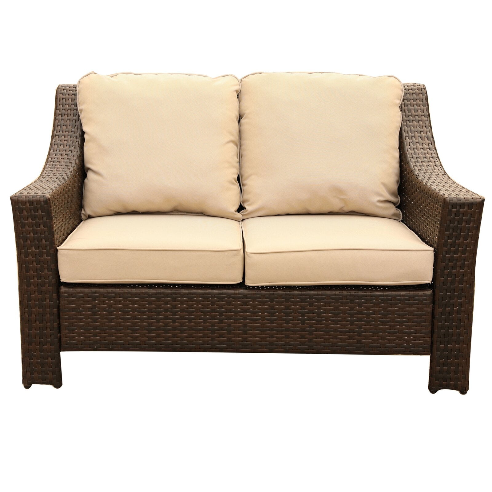 57.48'' Wide Outdoor Wicker Loveseat with Cushions, Weight Capacity